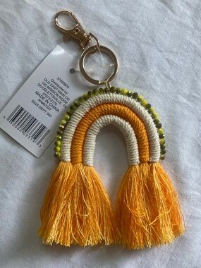 Yellow Tassel Rainbow Keychain